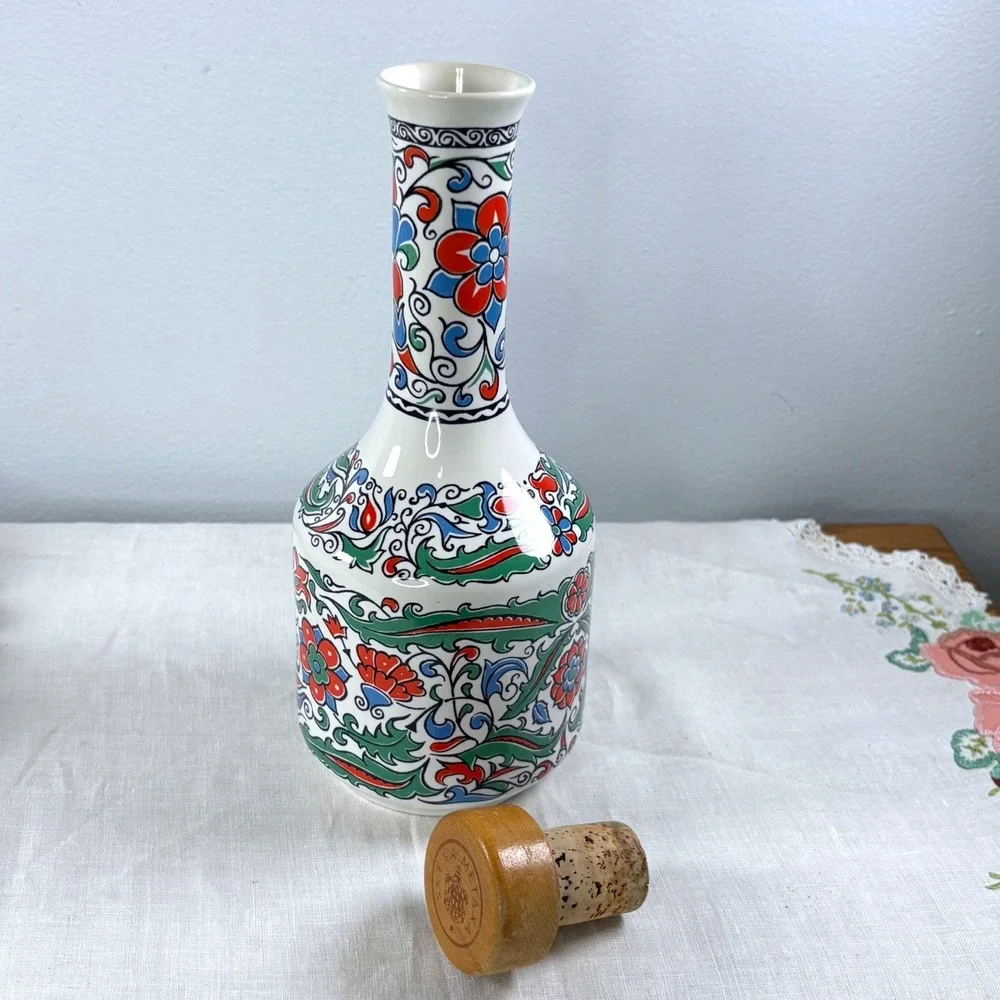 Vintage Keramikos  Greek Metaxa Ouzo Brandy Ceramic Decanter 6 Cup Set